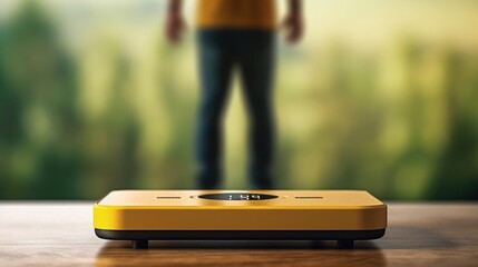 Digital Scale with a Person Standing in the Background