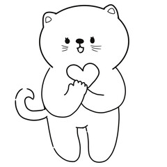 Obraz premium Cat valentines coloring 