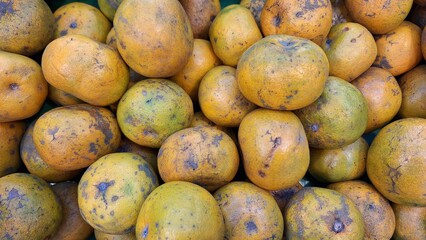 Fresh oranges sold in supermarkets.
