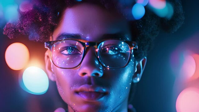 A holographic selfportrait that incorporates elements of the artists signature style creating a fusion of their physical appearance and their unique artistic expression.