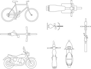 Vector sketch illustration of bicycle transportation design