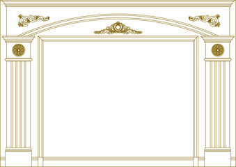 Vector sketch illustration of classical vintage roman greek entrance gate design