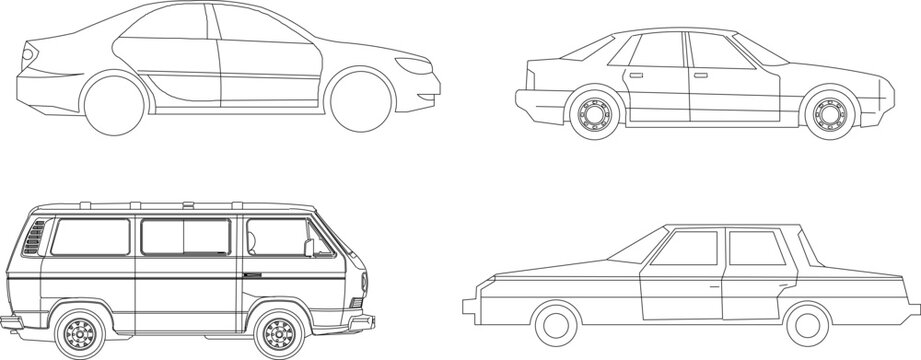 Vector sketch illustration of family transportation car design