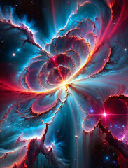 Vibrant Celestial Symphony - Unreal cosmic scenery with pulsar, nebula, and gamma ray burst Gen AI - obrazy, fototapety, plakaty