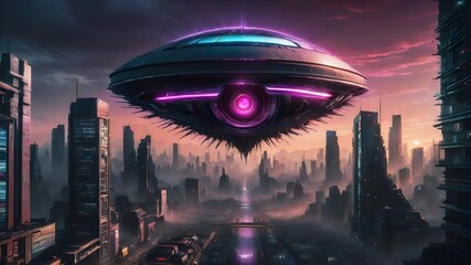 City's Guardian Eye: Futuristic Skyline Surveillance