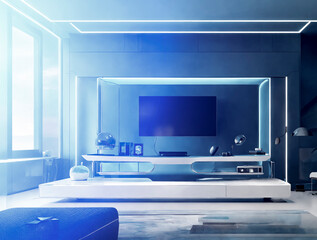 Modern futuristic interior design of the room.