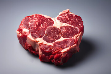 fresh beef meat in the shape of a heart. nutrition and protein foods. kitchen and cooking