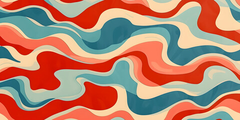An abstract seamless wavy pattern with a retro color scheme.