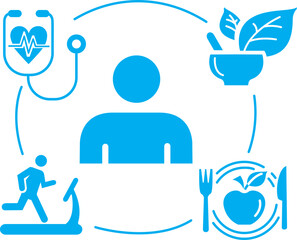 Healthy Lifestyle line icons wellness relaxation health exercise yoga spa diet wellbeing editable collection.