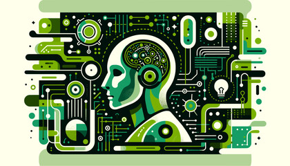 Obraz premium Concept flat vector illustration of artificial intelligence.