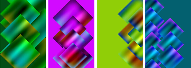 Colorful metal square abstract poster backgrounds