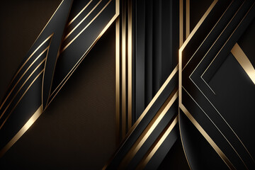 wave and line modern design black background with luxury golden elements and golden line elements and light ray effect.