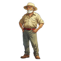 Anime old man farmer