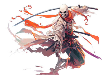 Skeleton Samurai Anime Style