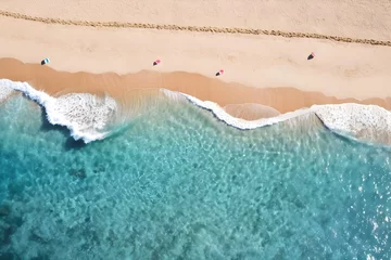 Foto auf Acrylglas sea beach. top view on ocean beach with soft waves. copy space for text. © pornpun