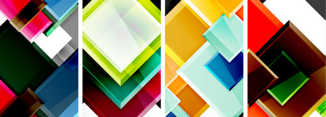 Color glass glossy square composition poster set for wallpaper, business card, cover, poster, banner, brochure, header, website