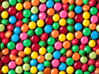 Obraz premium Colorful candies textured background. flat lay candy.