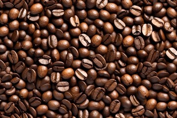 Obraz premium Roasted coffee beans textured background. caffeine, cheerfulness, barista, grain, roasting, aroma