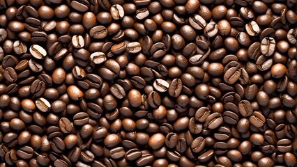 Obraz premium Roasted coffee beans textured background. caffeine, cheerfulness, barista, grain, roasting, aroma