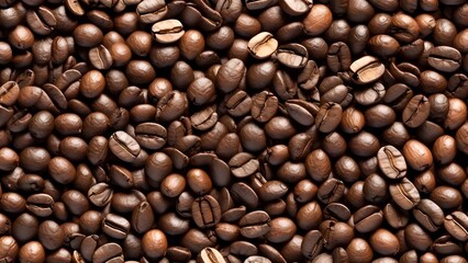 Fototapeta premium Roasted coffee beans textured background. caffeine, cheerfulness, barista, grain, roasting, aroma