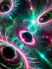Cosmic Serenity - Futuristic abstract minimalism with celestial plasma jets, black hole, and gamma ray burst Gen AI