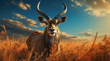 A graceful gazelle leaping on the savanna