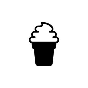 Vector ice cream icon template. Modern sundae symbol illustration. Sweet frozen dessert in cone. Gelato shop department sign