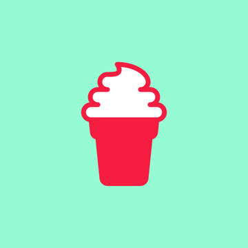 Vector ice cream icon template. Vanilla dessert symbol illustration. Modern frozen sweet food pictogram. Shop sundae department sign
