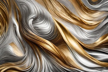 Liquid gold and silver intermingling, creating a shimmering and fluid abstract masterpiece