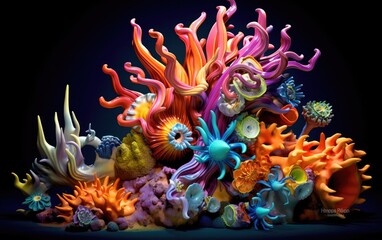 Obraz na płótnie Canvas Nudibranch in a Vibrant Coral Seascape
