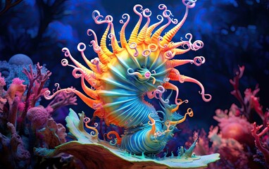 Fototapeta na wymiar Whimsical Nudibranch in a Colorful Coral Habitat