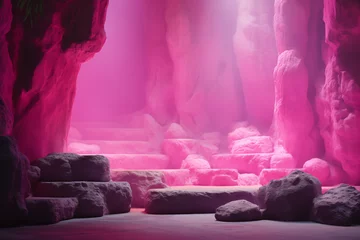 Wandcirkels aluminium Empty Pink Cave Photo Backdrop © tracy