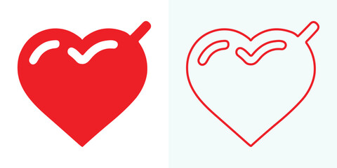 Love Heart Symbol Icons . Love Illustration Set with Solid and Outline Vector Hearts