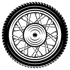 Motorcycle vintage wheel. Vector monochrome template. Element for design