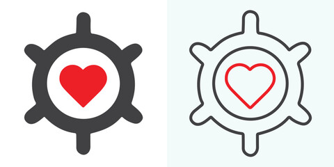Love Heart Symbol Icons . Love Illustration Set with Solid and Outline Vector Hearts