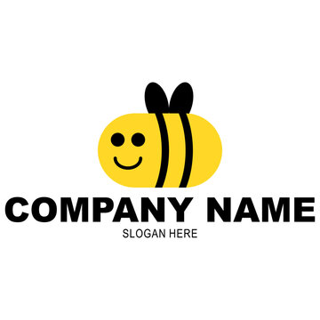 Bee and honey bee. Bee Logo Template.  Vector bumblebee.