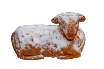 Easter lamb cake isolated on white background © olyasolodenko