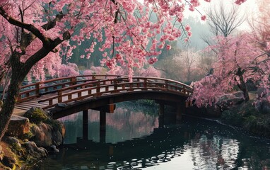 Traditional Japanese Bridge Landscape