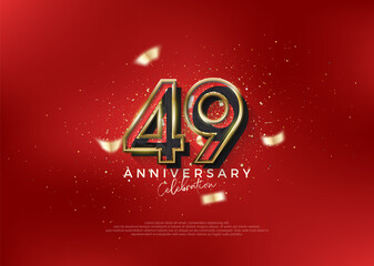 49th Anniversary number. To celebrate birthday with bold red concept. Premium vector for poster, banner, celebration greeting.