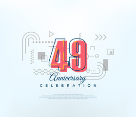 Cartoons number 49th to celebrate birthday. modern vector design. Premium vector for poster, banner, celebration greeting.