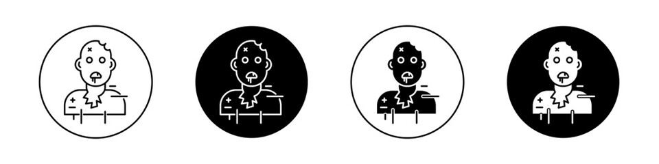 Zombie Icon Set. Sombie Editable Design Vector Symbol in a black filled and outlined style. Horror Zombie Sign.