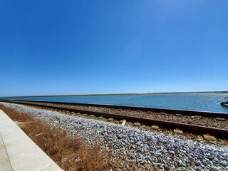 Train track in Faro on the coast of the East Algarve,Portugal