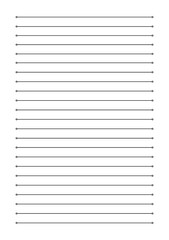 Blank sheet of paper with straight parallel lines on white isolated background. Vector illustration.