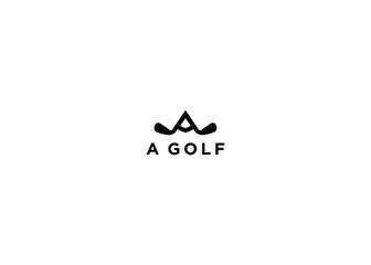 letter a with golf club logo, design, Vector, illustration, Creative icon, template - obrazy, fototapety, plakaty