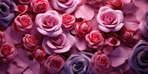 Pink roses set on background white luxury wallpaper