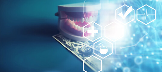 Dentist services concept. Take care of your mouth. Expensive dental center.