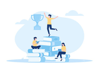 Success and learning together concept flat illustration