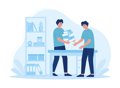 People are giving books to study concept flat illustration