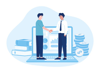 Entrepreneurs enter into work contracts concept flat illustration