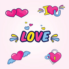 valentine collection set cartoon icon vector illustration